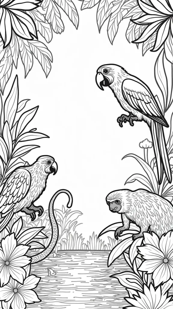 rainforest animals coloring page